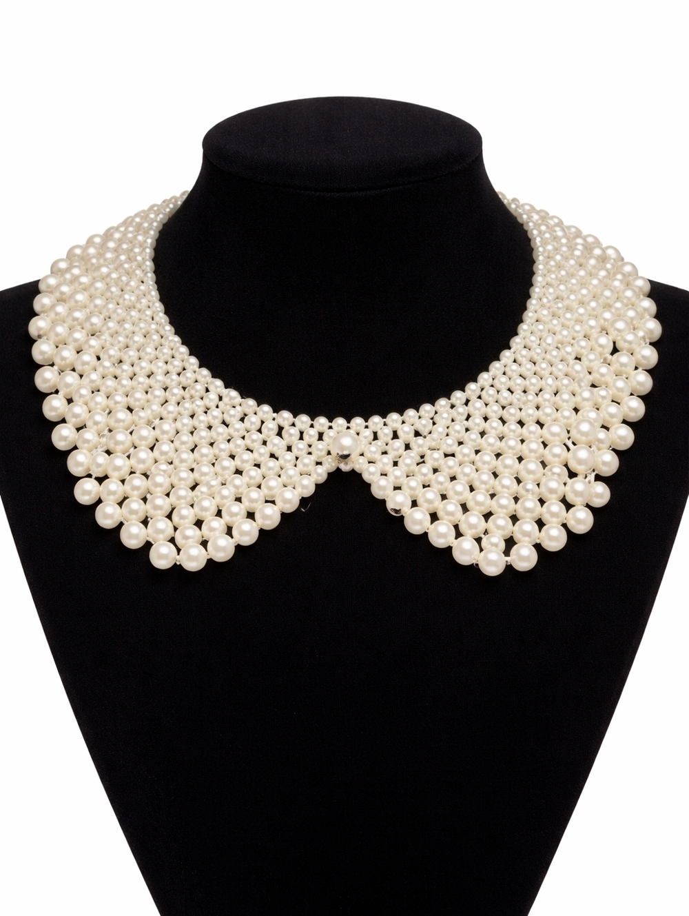 Faux Pearl Detachable Collar Necklace Statement Beaded Bib Peter Pan Style